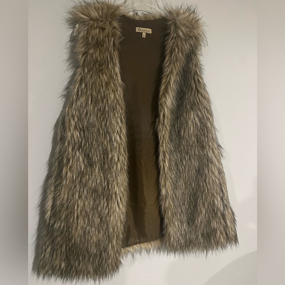 Faux Fur Vest in Earthy Tones Sz L